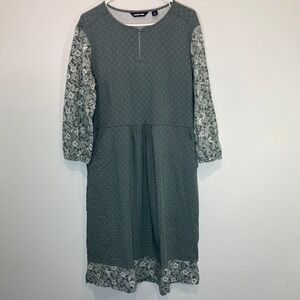 Lands' End Print Dress 3/4 Sleeve Pockets‎ Casual Comfy Cottagecore Large 14-16